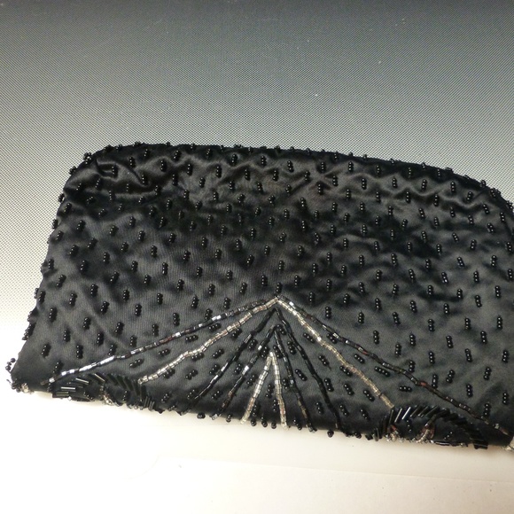 black silver floral  beaded evening bag - Picture 2 of 2